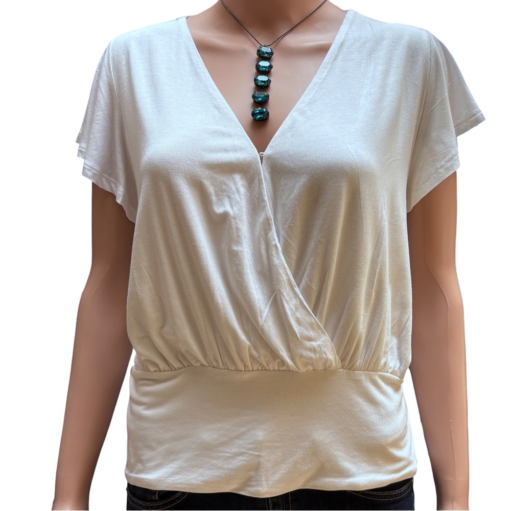 Express White Wrap Blouse with Dolman Sleeves NWT